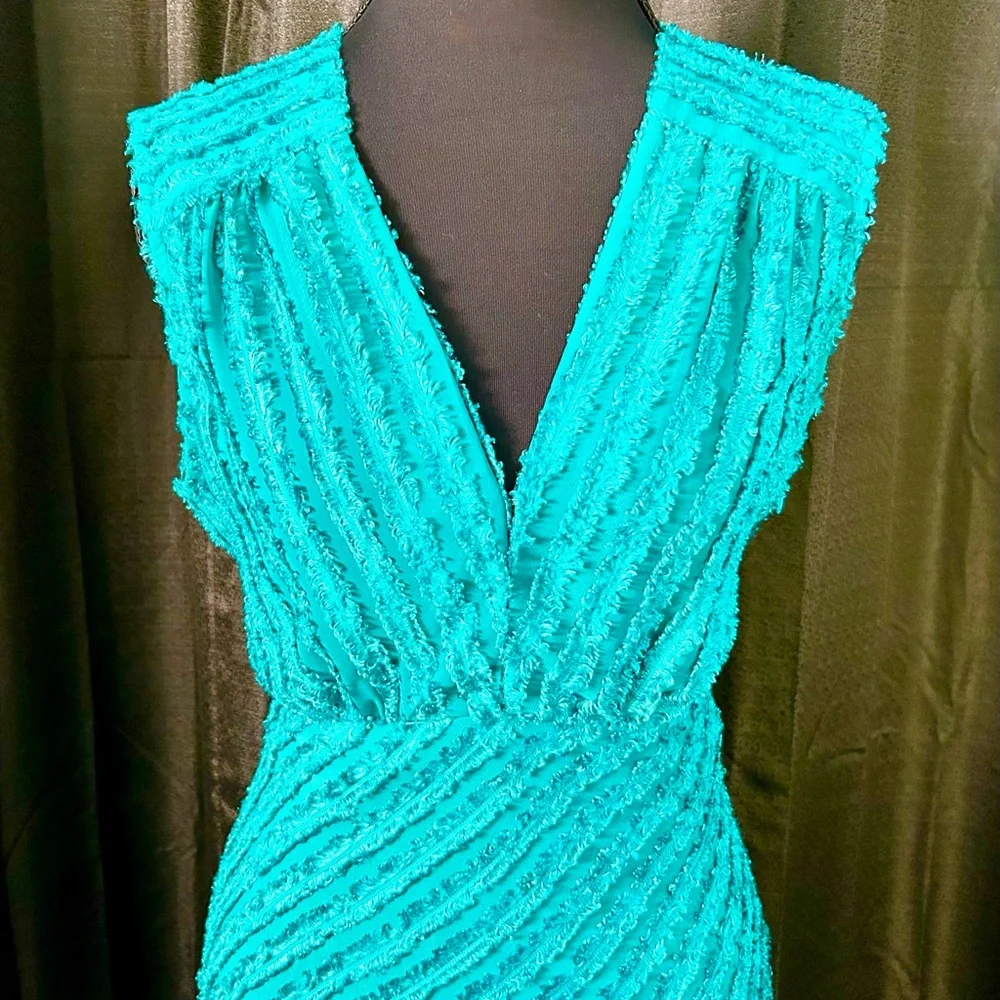 Nanette Lepore Teal Sleeveless Midi Dress, Size 4 - Picture 2 of 9